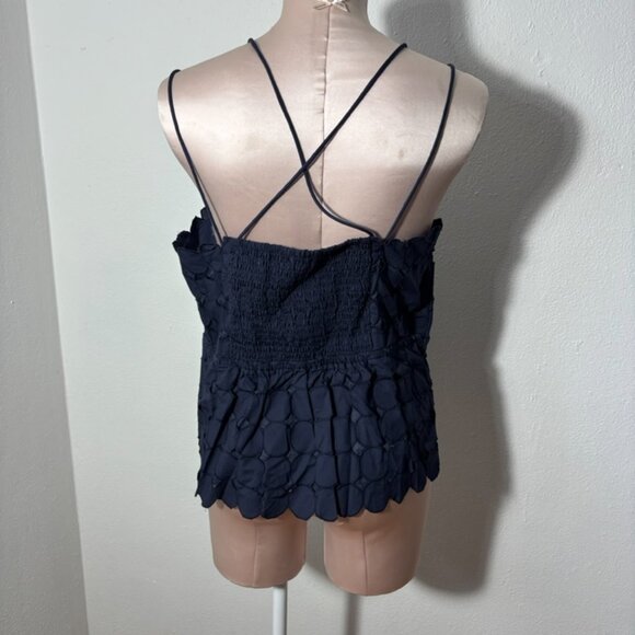 Maeve by Anthropologie Navy Large Polkadot Spaghetti Strap Cropped Top - Picture 4 of 11